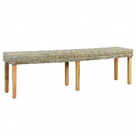 Banca, 160 cm, ratan kubu natural & lemn masiv de mango - V285795V