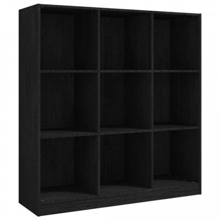 Bibliotecă/Separator cameră negru 104x33,5x110cm lemn masiv pin - V809976V