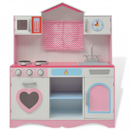 Bucătărie de jucărie din lemn 82 x 30 x 100 cm, roz și alb - V80179V