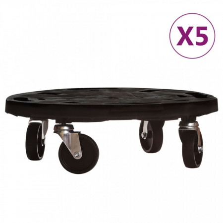Cărucioare de plante cu roți 5 buc. negru diametru 40 cm 275 kg - V3143920V
