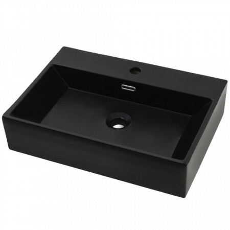 Chiuvetă baie, orificiu robinet, ceramică 76x42,5x14,5 cm negru - V142743V