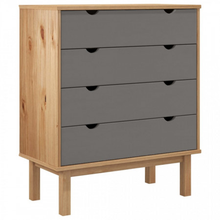 Comodă cu sertar, maro și gri, 76,5x39,5x90 cm, lemn masiv pin - V348583V