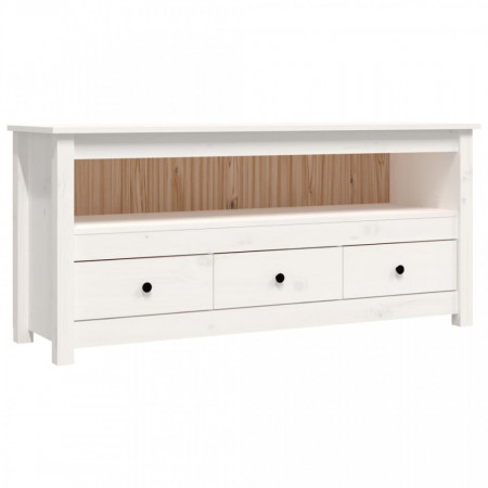 Comodă TV, alb, 114x35x52 cm, lemn masiv de pin - V821503V