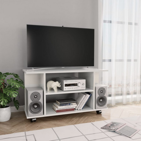 Comoda TV cu rotile, alb foarte lucios, 80 x 40 x 40 cm, PAL - V800195V