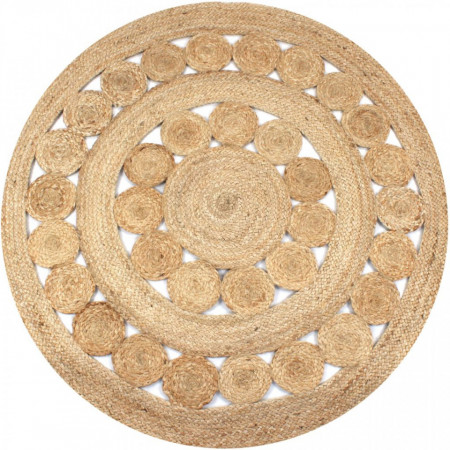 Covor din iuta cu model impletit, 150 cm rotund - V245344V