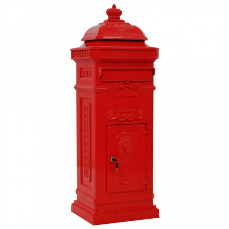 Cutie poștală stâlp, aluminiu, stil vintage, inoxidabil, roșu - V43891V