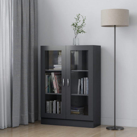 Dulap cu vitrina, gri, 82,5 x 30,5 x 115 cm, PAL - V802752V