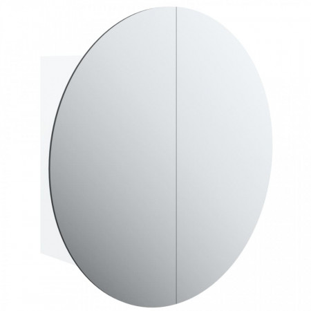 Dulap de baie cu oglindă rotundă și LED, alb, 47x47x17,5 cm - V345583V