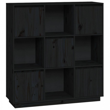 Dulap înalt, negru, 110,5x35x117 cm, lemn masiv de pin - V814373V