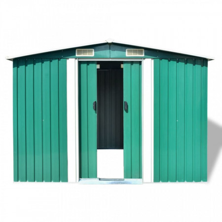 Magazie șopron metalic de grădină, 257 x 205 x 178 cm, verde - V42910V