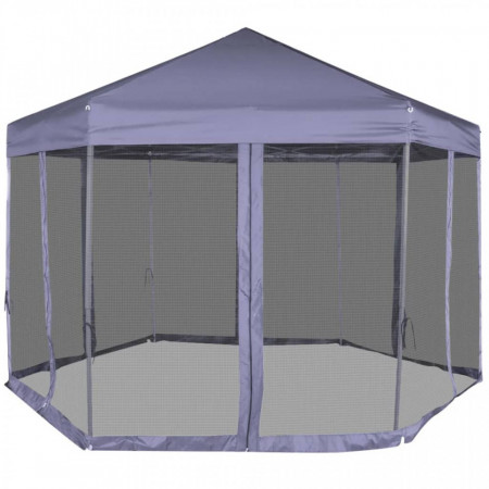 Marchiză hexagonală pliabilă 6 pereți albastru închis 3,6x3,1 m - V42110V