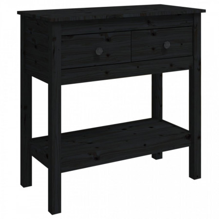 Masă consolă, negru, 75x35x75 cm, lemn masiv de pin - V814623V