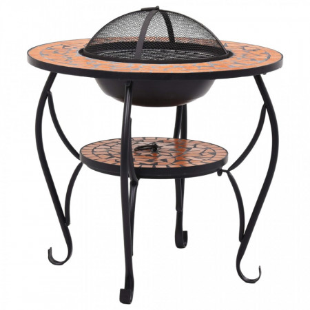 Masă cu vatră de foc, mozaic, cărămiziu, 68 cm, ceramică - V46723V