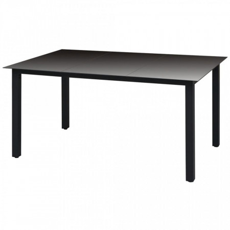 Masa de gradina, negru, 150 x 90 x 74 cm, aluminiu si sticla - V42788V
