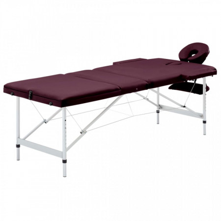 Masa de masaj pliabila cu 3 zone, violet, aluminiu - V110198V