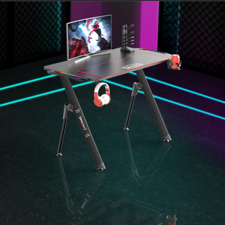 Masa gaming, 110 x 60 x 75 cm, negru, cu iluminat LED - P79660582