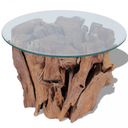 Masuta de cafea, 60 cm, lemn masiv de tec erodat - V243474V
