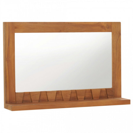 Oglinda de perete cu raft, 60x12x40 cm, lemn masiv de tec - V289071V