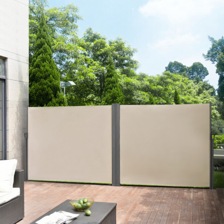 Paravan solar dublu, 180 x 300 x 300 cm, culoarea nisipului - P56718032