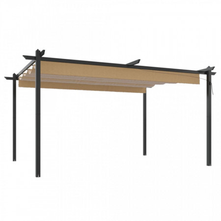 Pavilion de grădină, acoperiș retractabil, gri taupe, 4x3 m - V318539V
