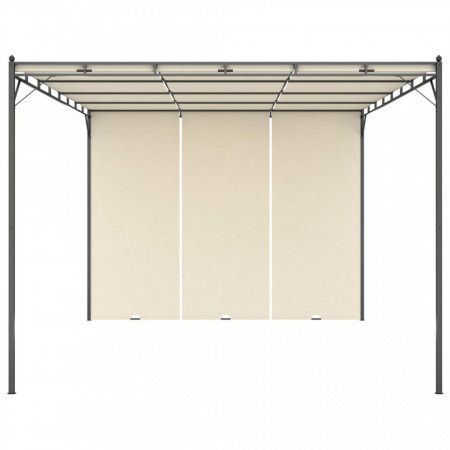 Pavilion de grădină cu perdea laterală, crem, 4 x 3 x 2,25 m - V47994V