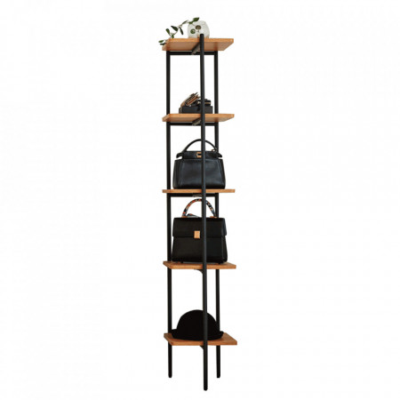 Raft în stil industrial, negru și maro, 30x34x160 cm - TP303019