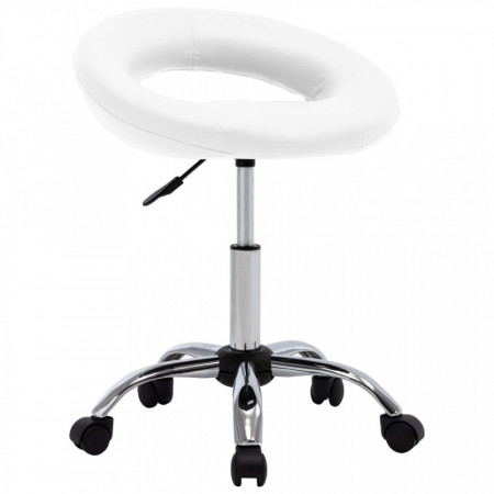 Scaun de lucru pivotant, alb, piele ecologica - V323663V