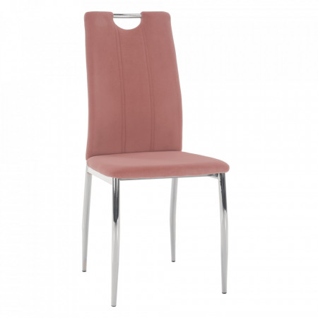 Scaun de masă, ţesătură de catifea roz / crom - TP285431
