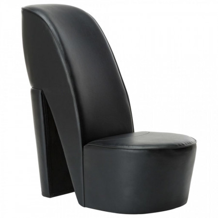 Scaun, design toc inalt, negru, piele ecologica - V248647V