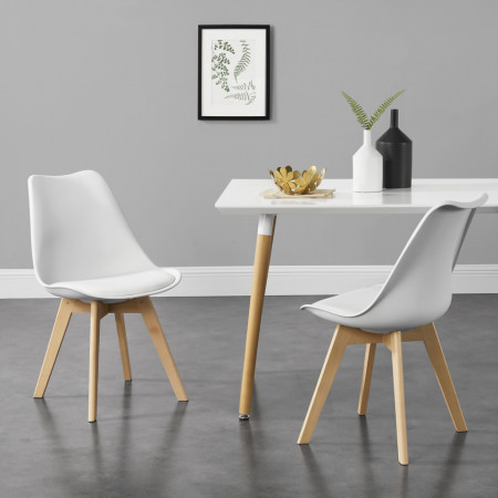 Scaune bucatarie, set 6 buc, fag, alb - P74694649