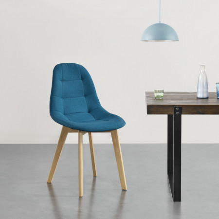 Scaune bucatarie, set 6 bucati, fag, albastru - P76645448