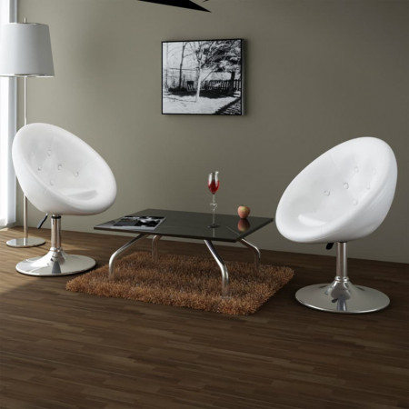Scaune de bar, 2 buc., alb, piele ecologica - V240452V