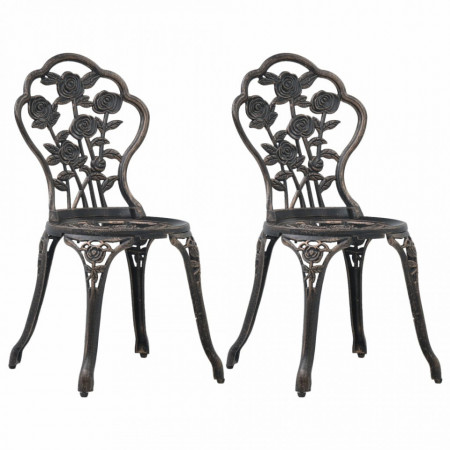 Scaune de bistro, 2 buc., bronz, aluminiu turnat - V47862V