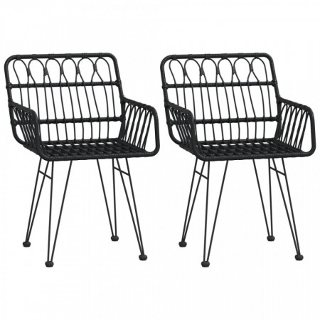 Scaune de grădină cu cotiere 2 buc. negru 56x64x80 cm ratan PE - V319427V