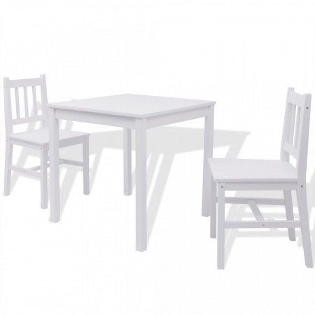 Set de masă, trei piese, alb, lemn de pin - V242955V