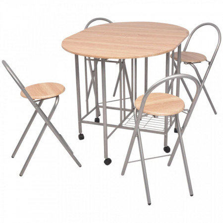Set masa si scaune de bucatarie pliabile din MDF, 5 piese - V243901V