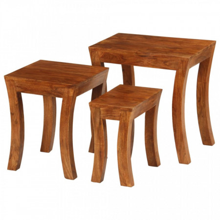 Set mese suprapuse,3 piese,lemn masiv acacia, 50x35x50 cm, maro - V246101V