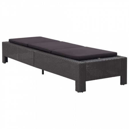 Sezlong cu perna, negru, poliratan - V46237V