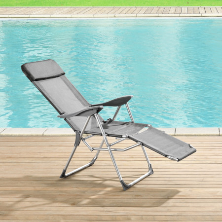Sezlong scaun pliabil, gri inchis - P61796620