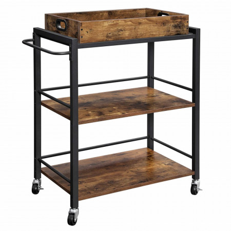 SOMSI2 - Masuta servire cu roti stil Industrial, 72 x 40 x 86 cm