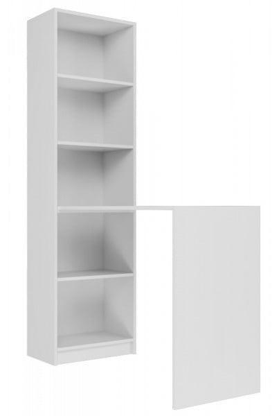 TEBIA114 - Birou cu rafturi, 125x 50 x 181 cm, Alb, PAL