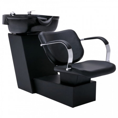 Unitate de șamponare cu scaun de salon, piele ecologică - V3080274V