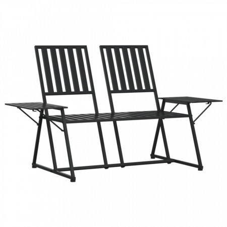 Bancă de grădină cu 2 locuri, negru, 165 cm, oțel - V318819V