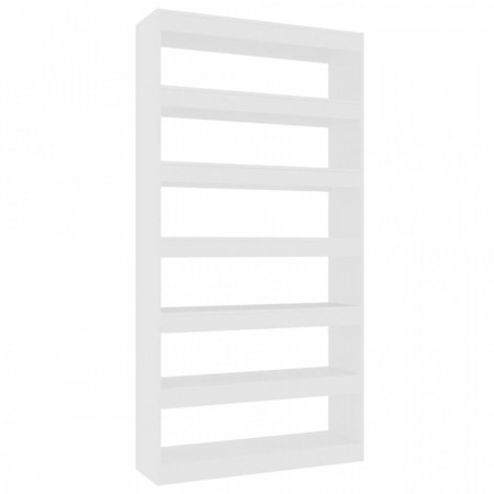 Bibliotecă/Separator cameră, alb, 100x30x198 cm, lemn compozit - V811772V