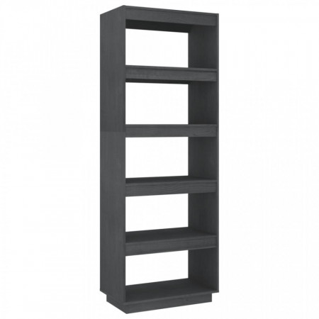 Bibliotecă/Separator cameră, gri, 60x35x167 cm, lemn masiv pin - V810876V