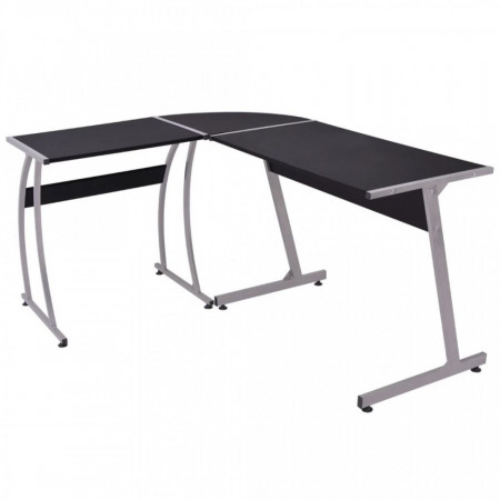 Birou Coltar in forma L, negru - V20132V