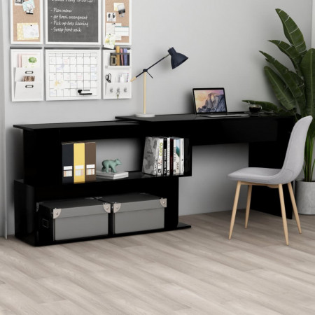 Birou de colt, negru, 200 x 50 x 76 cm, PAL - V801099V