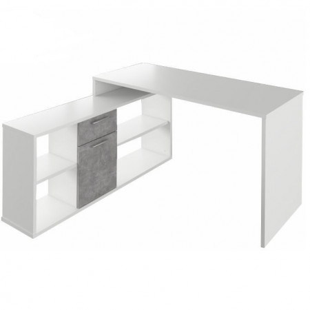 Birou, măsuţă, masă PC pe colţ, alb şi gri, 135x135 cm - TP191609