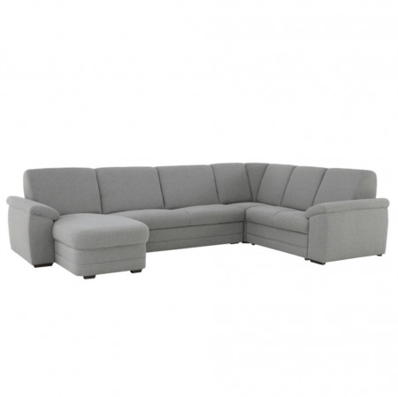 Colţar în formă de U, material textil gri, model stânga, 330x88x215/153 cm - TP198755