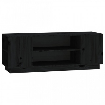 Comodă TV, negru, 110x35x40,5 cm, lemn masiv de pin - V814413V